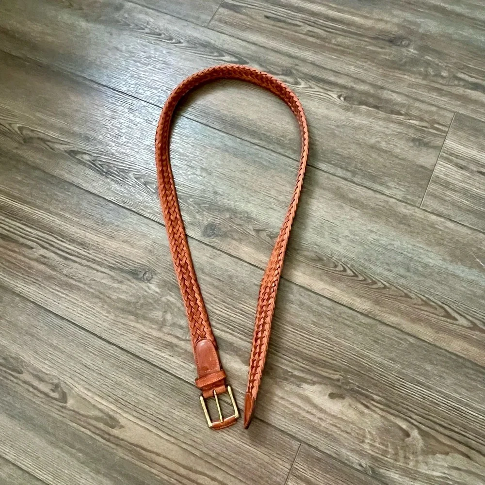 Braided Leather Belt in Brown 46 Inches long